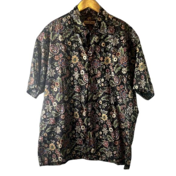 Paradise Blue Other - Paradise Blue Men's Floral Print Cotton Button Up Size Large